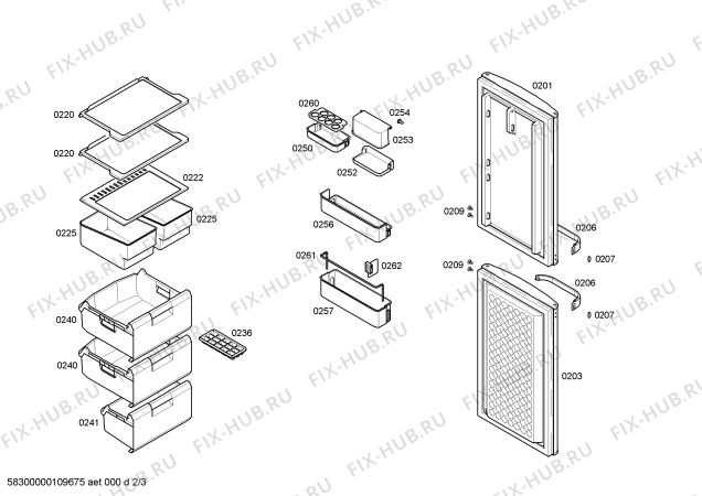 Схема №2 KGV28340 с изображением Ручка двери для холодильника Bosch 00498066