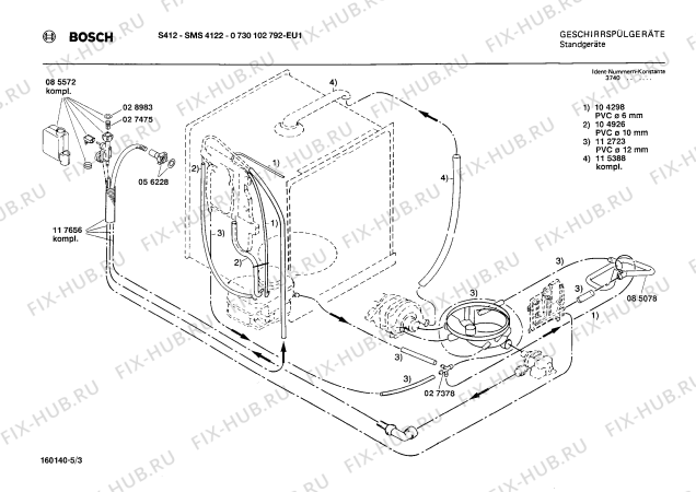 Взрыв-схема посудомоечной машины Bosch 0730102792 S412 - Схема узла 03