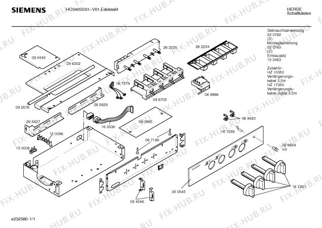 Схема №1 HO34055 с изображением Инструкция по эксплуатации для плиты (духовки) Siemens 00520782