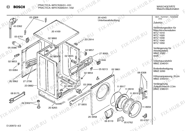 Взрыв-схема стиральной машины Bosch WFK7630SI PRACTICA WFK7630 - Схема узла 02