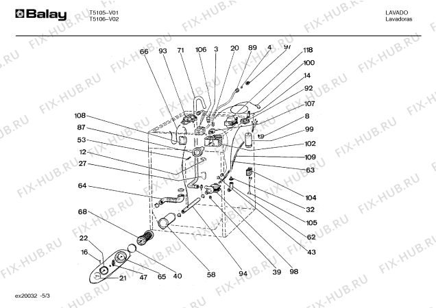 Взрыв-схема стиральной машины Balay T5105 - Схема узла 03