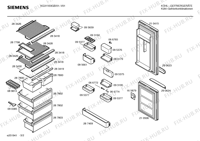 Взрыв-схема холодильника Siemens KG31V03GB - Схема узла 02