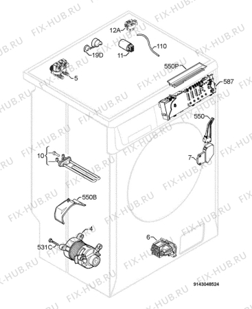 Взрыв-схема стиральной машины Rex Electrolux RWS1000W - Схема узла Electrical equipment 268