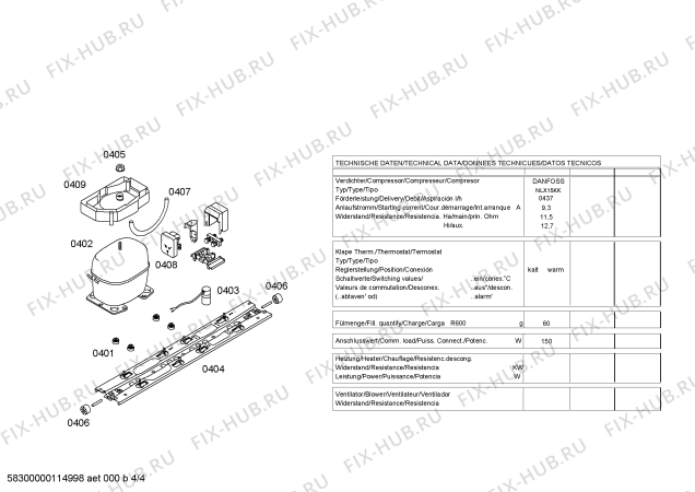 Взрыв-схема холодильника Siemens KG44U123EU - Схема узла 04