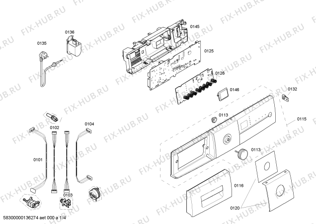 Схема №1 WM14E360CH E14.3CH с изображением Панель управления для стиралки Siemens 00668358