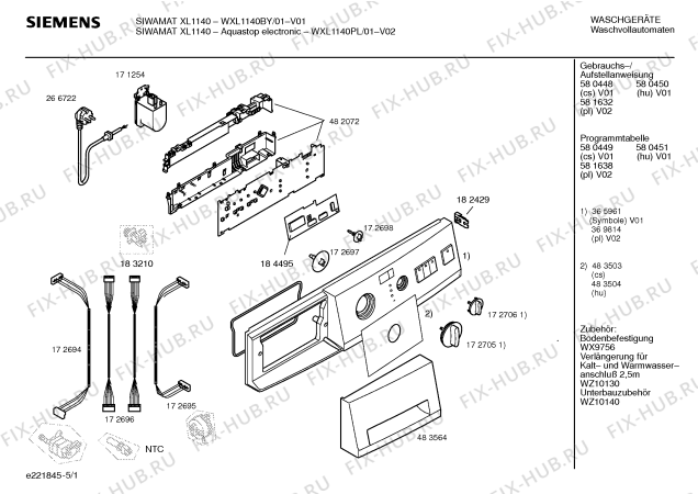 Схема №3 WXL1140BY SIWAMAT XL 1140 с изображением Панель управления для стиральной машины Siemens 00365961