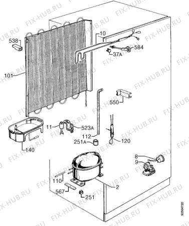 Взрыв-схема холодильника Rex RC25S - Схема узла Cooling system 017