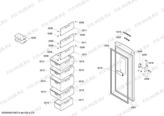 Взрыв-схема холодильника Bosch GSV34431FF - Схема узла 02