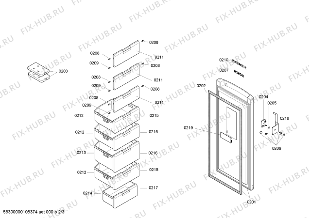 Взрыв-схема холодильника Bosch GSV34420 - Схема узла 02