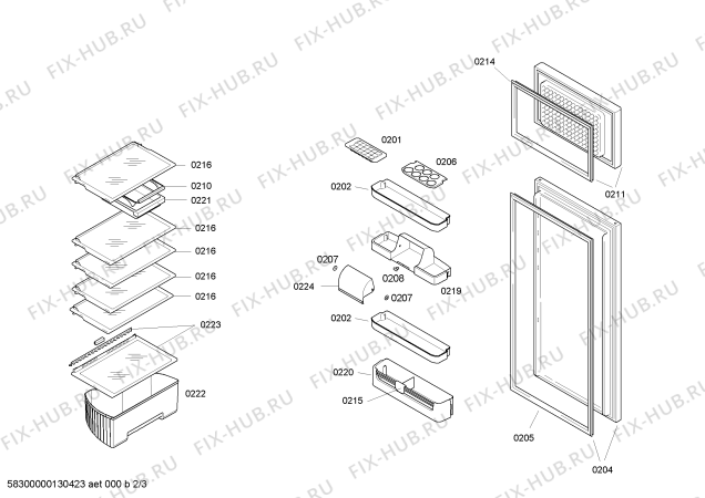 Взрыв-схема холодильника Bosch KID28A20IE - Схема узла 02