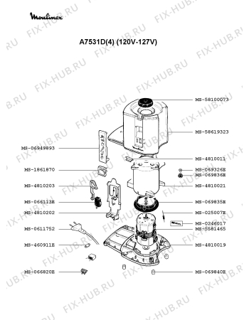 Взрыв-схема соковыжималки Moulinex A7531D(4) - Схема узла 3P000824.7P2