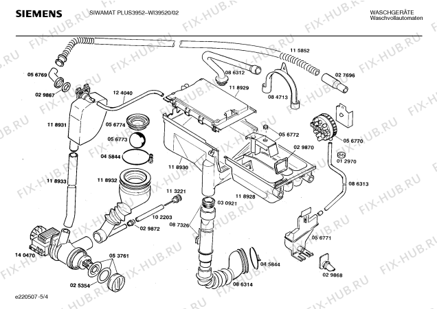 Взрыв-схема стиральной машины Siemens WI39520 SIWAMAT PLUS 3952 - Схема узла 04