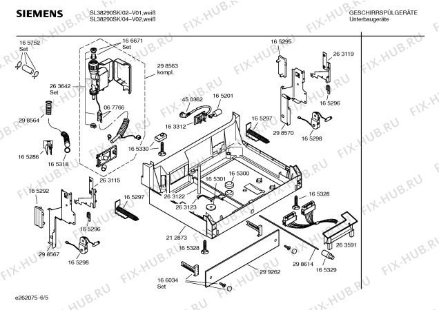 Взрыв-схема посудомоечной машины Siemens SL38290SK - Схема узла 05