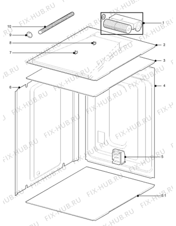 Взрыв-схема плиты (духовки) Electrolux ED925W - Схема узла H10 Side/Back Panel