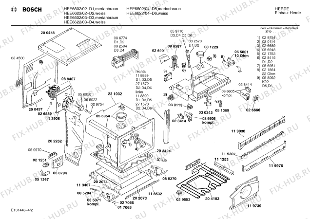 Схема №2 HEE6622 с изображением Панель для плиты (духовки) Bosch 00282201