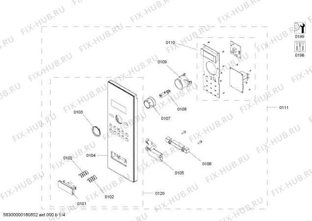 Схема №3 HMT84G624W с изображением Панель для свч печи Bosch 12012686