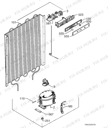 Взрыв-схема холодильника Juno Electrolux JGI9418 - Схема узла Cooling system 017