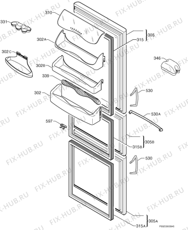 Взрыв-схема холодильника Zanussi ZA3PS - Схема узла Door 003