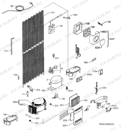 Взрыв-схема холодильника Rex Electrolux FI5004NXA+ - Схема узла Cooling system 017