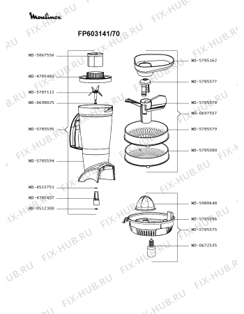 Взрыв-схема кухонного комбайна Moulinex FP603141/70 - Схема узла GP002910.4P3