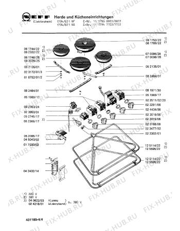 Взрыв-схема плиты (духовки) Neff 1117947703 1794/831NS - Схема узла 04