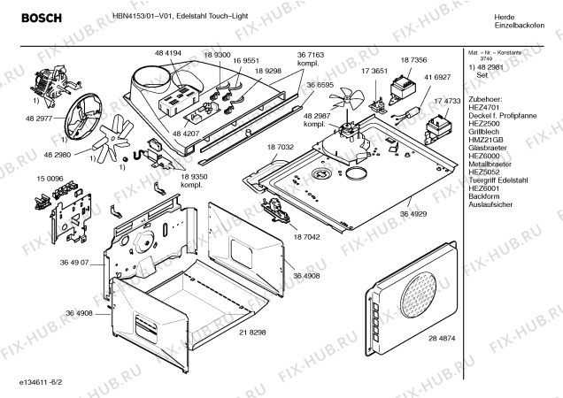 Схема №1 HBN4153 с изображением Инструкция по эксплуатации для плиты (духовки) Bosch 00583369