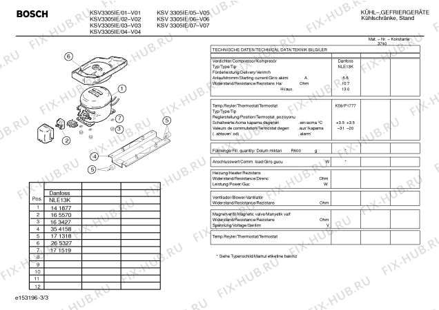 Схема №2 KSV3305IE с изображением Компрессор для холодильной камеры Bosch 00141877