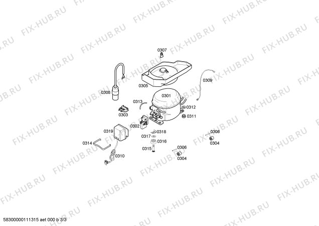 Взрыв-схема холодильника Bosch KSU405067O, BOSCH - Схема узла 03