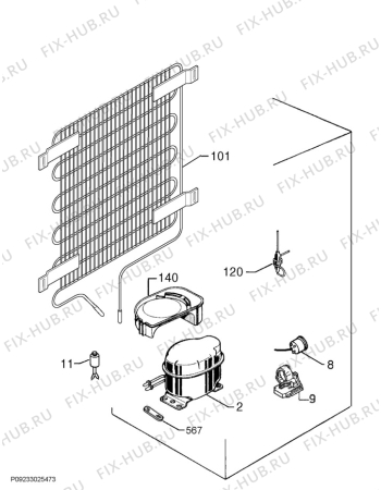 Взрыв-схема холодильника Zanussi ZRG716CW - Схема узла Cooling system 017