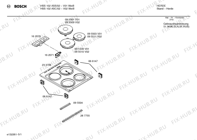 Схема №3 HSS102ASS с изображением Стеклокерамика для плиты (духовки) Bosch 00207783