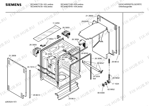 Взрыв-схема посудомоечной машины Siemens SE34A677 Extraklasse - Схема узла 03