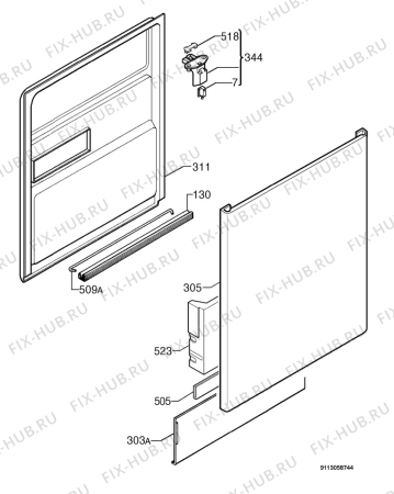 Взрыв-схема посудомоечной машины Electrolux ESF65045W - Схема узла Door 003