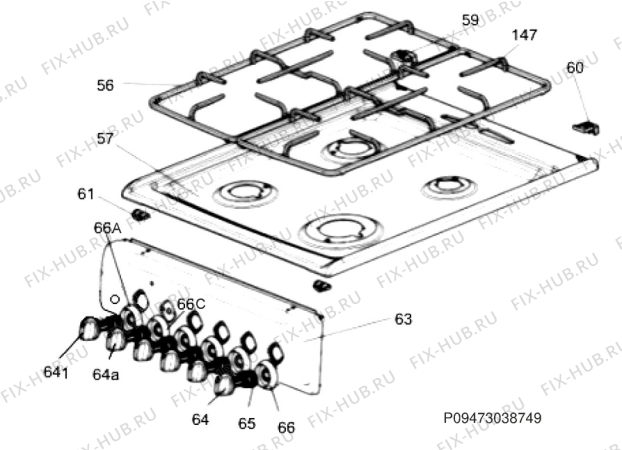 Взрыв-схема плиты (духовки) Rex Electrolux RKG501100W - Схема узла Section 5