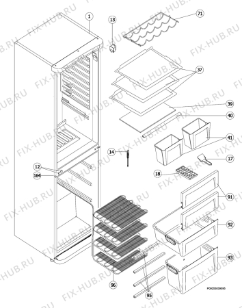 Взрыв-схема холодильника Electrolux ERB36090X - Схема узла Housing 001