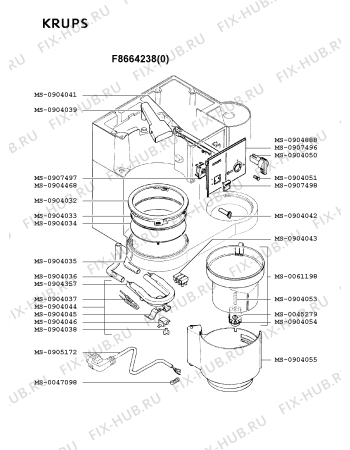 Взрыв-схема кофеварки (кофемашины) Krups F8664238(0) - Схема узла PP001838.5P3