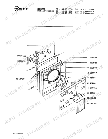 Взрыв-схема плиты (духовки) Neff 195301327 GB-1038.13HCSG - Схема узла 05
