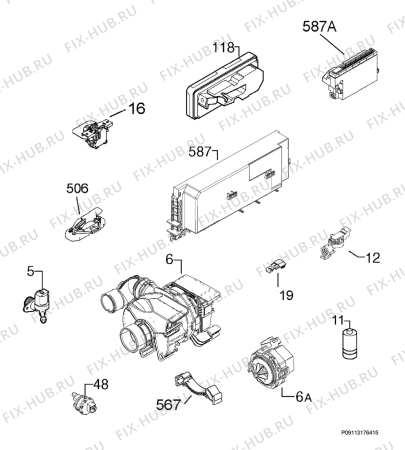 Взрыв-схема посудомоечной машины Ikea SKINANDE 00279771 - Схема узла Electrical equipment 268