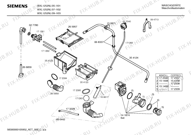 Схема №4 WXL1252NL XL 1252 с изображением Инструкция по эксплуатации для стиралки Siemens 00590141