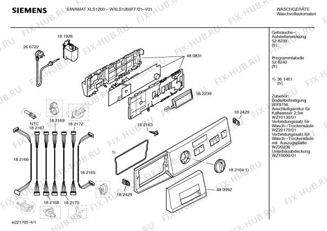 Схема №2 WXLS1260FF SIEMENS SIWAMAT XLS 1260 fuzzy plus с изображением Таблица программ для стиралки Siemens 00528240