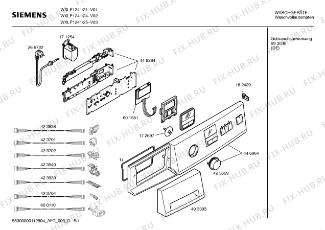 Схема №2 WXLP1241 с изображением Инструкция по эксплуатации для стиралки Siemens 00693036