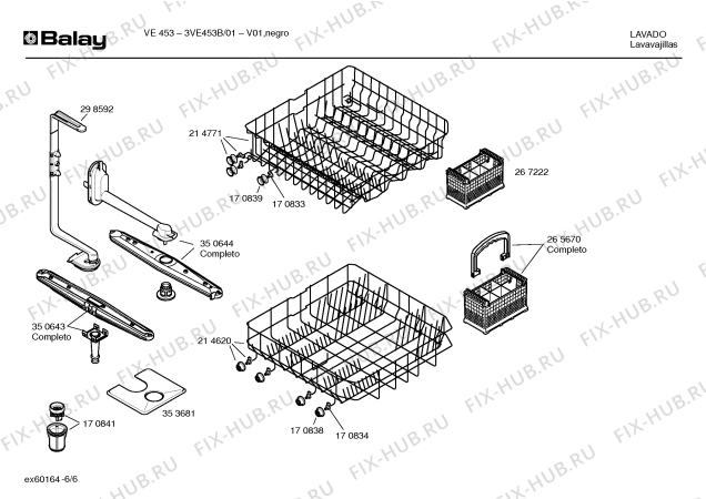 Взрыв-схема посудомоечной машины Balay 3VE453B VE453 - Схема узла 06