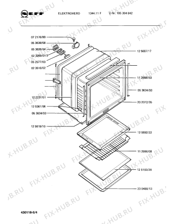 Взрыв-схема плиты (духовки) Neff 195304842 1344.11F - Схема узла 04