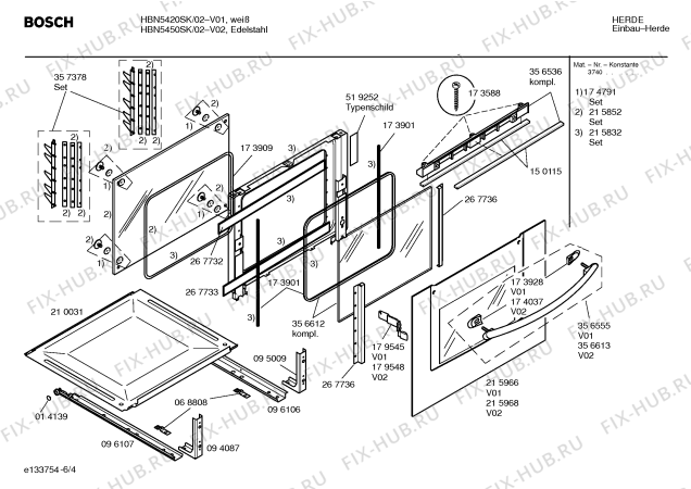 Схема №3 HBN5420SK с изображением Инструкция по эксплуатации для плиты (духовки) Bosch 00528051