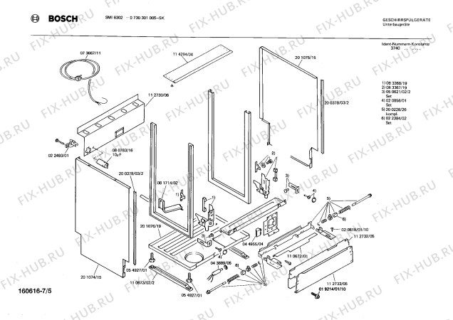 Схема №3 0730301005 SMI6302 с изображением Панель для посудомоечной машины Bosch 00113238