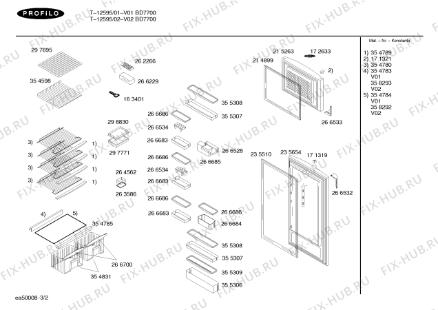 Схема №1 T-12595 с изображением Дверь для холодильника Bosch 00235654