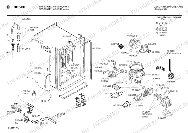 Взрыв-схема посудомоечной машины Bosch SPS2032EU - Схема узла 02