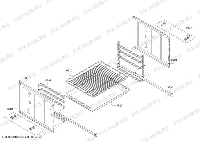 Взрыв-схема плиты (духовки) Bosch HBL43R450E - Схема узла 06