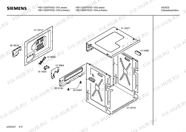 Схема №3 HB11320FN с изображением Инструкция по эксплуатации для электропечи Siemens 00520004