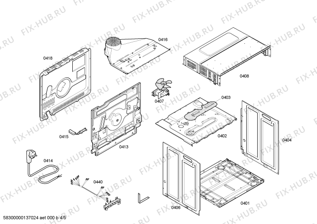 Взрыв-схема плиты (духовки) Siemens HB56AS550E - Схема узла 04