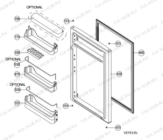 Схема №1 ARG9421A+ с изображением Уплотнитель (прокладка) для холодильника Whirlpool 488000533622